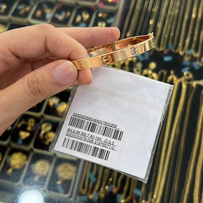 Gelang Bangle Tali susun Pemata Putih Cantik Gold Perhiasan Emas asli