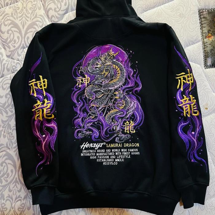 Hoodie Hexsys Ryushiden Full Bordir-Second size L