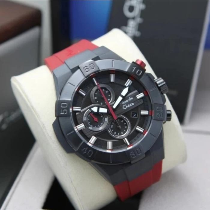 jam tangan pria original ALEXANDRE CHRISTIE AC6649MC RUBBER STRAP