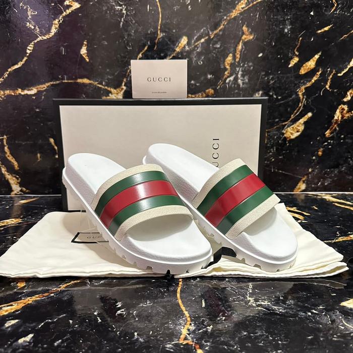 Size G9 Gucci Track White Rubber Slide 100% Authentic Original