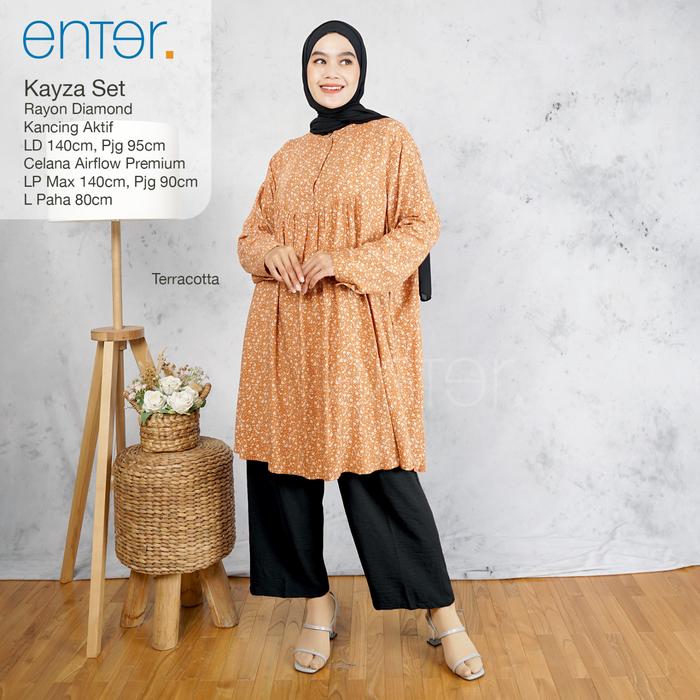 [ENTER] Kayza Set/ Setelan Blouse Jumbo Motif dan Celana