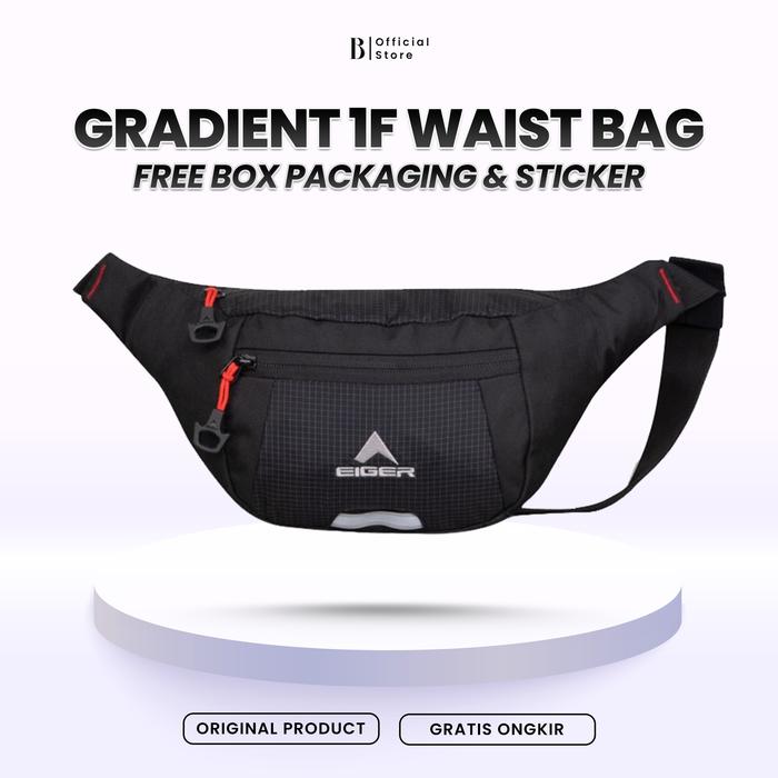 TAS EIGER GRADIENT L 1F HITAM MERAH WAIST BAG PRIA WANITA