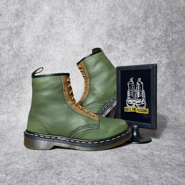 Dr Martens 1460 Vtg Green Tan 6uk Made in England Solovair Docmart