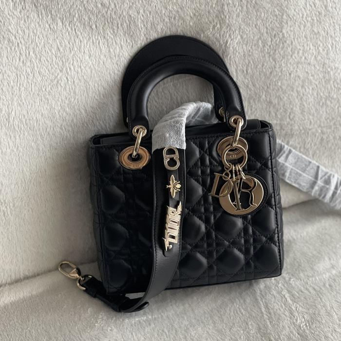 Original - Preowned Excellent Lady Dior Small ABC Black GHW