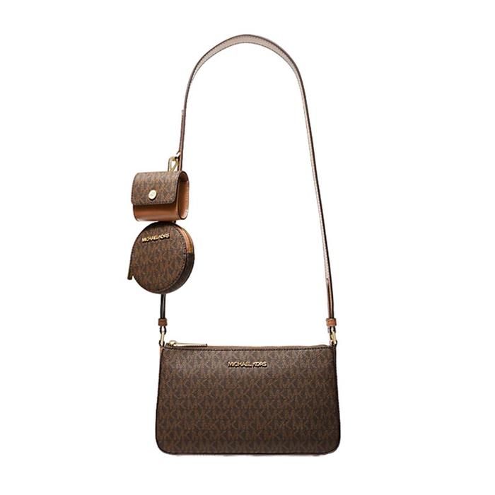 Tas Wanita Branded MK Jet Set Travel Small Crossbody Bag with Pouches - Brown