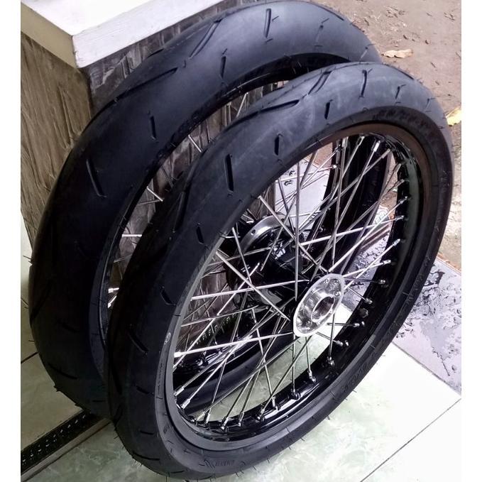 sepaket roda klx velg set klx ban set klx model semi cacing warna