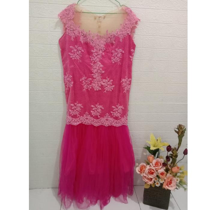Dress Pesta Maxi Pink Big Size Jumbo Preloved