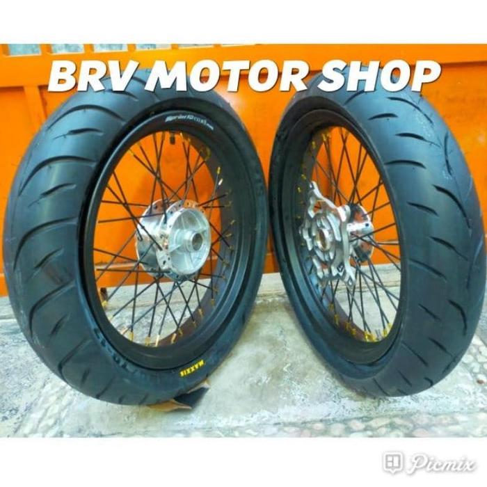 paket velg Supermoto satria Fu ukuran 250+300+17 ban tubles full set
