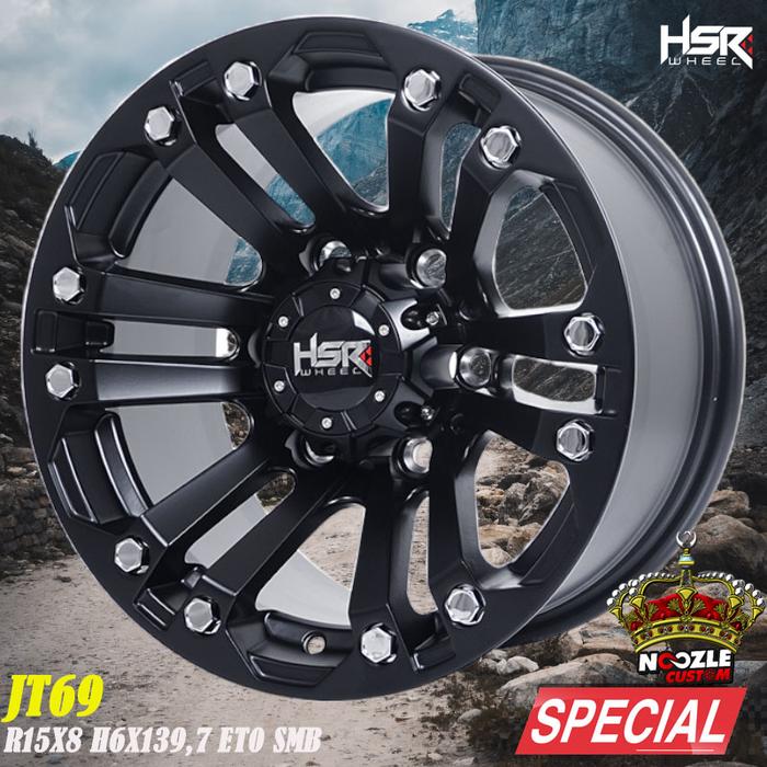 Velg Mobil offroad Ring 15 Baut 6 Pelek HSR Ring 15 Lubang 6 Black