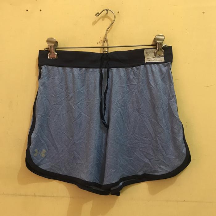 Celana pendek unisex Under Armour biru corak original second