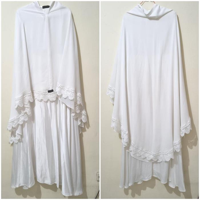 DIAN RISTY preloved Gamis & Khimar set Broken White Wedding Syari set