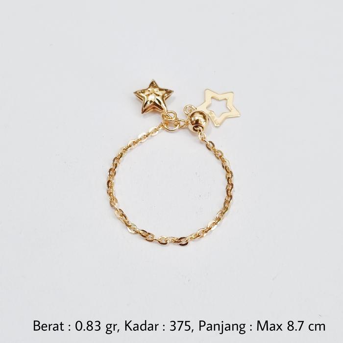 0.83 gr - Cincin Emas Serut Bintang Kadar 375 (8K) - B3