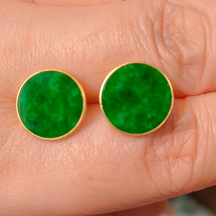GIWANG GIOK BURMA EMERALD GREEN ASLI NATURAL TYPE A IKET EMAS 18K