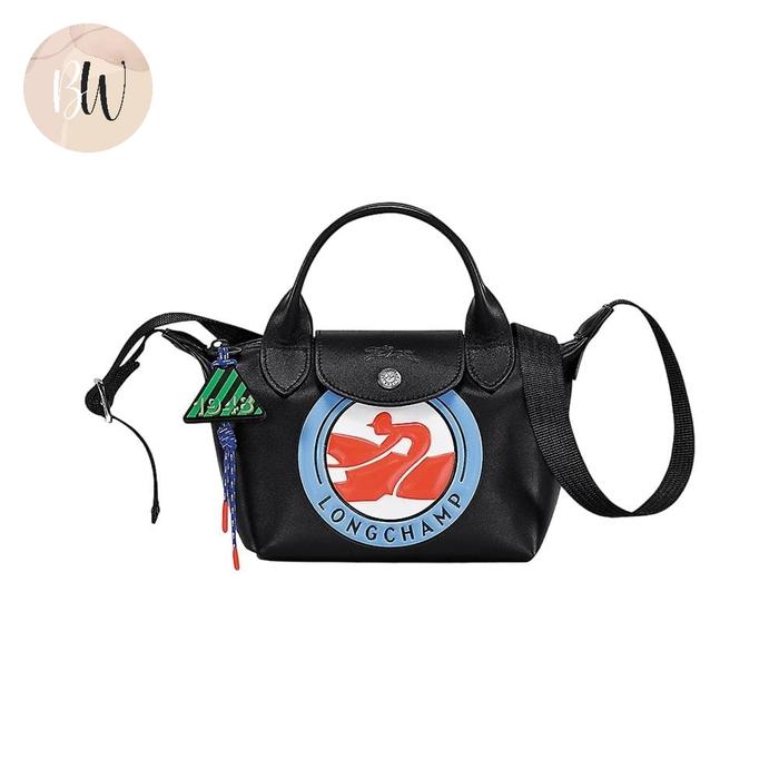 (LG) Longchamp Le Pliage Cuir D'Agneau XS Top Handle Bag Black