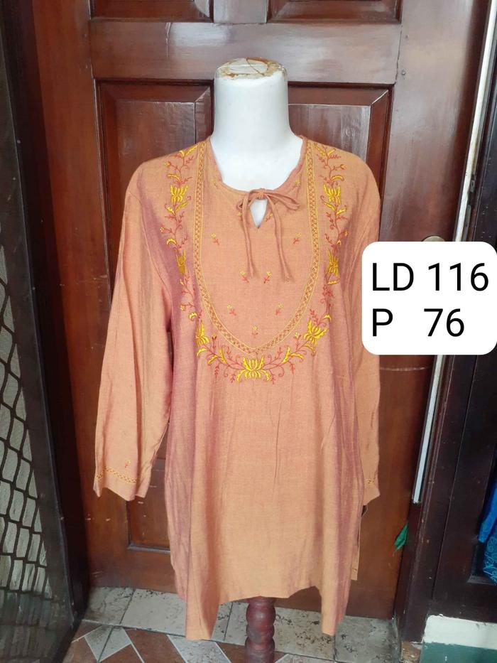 Atasan Blouse Wanita Jumbo Bordir Embroidery Oversize - preloved