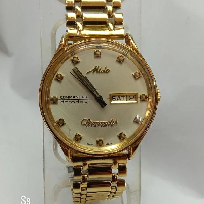 jam mido chronometer original kuning/gold bekas/second automatic.
