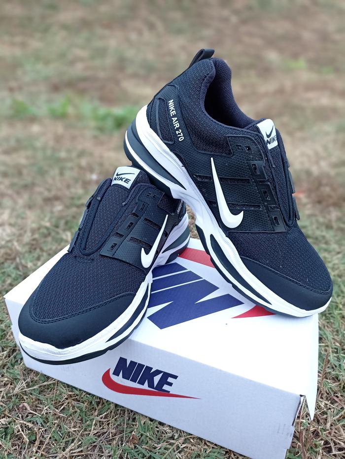 sepatu pria/wanita sneakers olahraga nike air 270 hitam putih tali