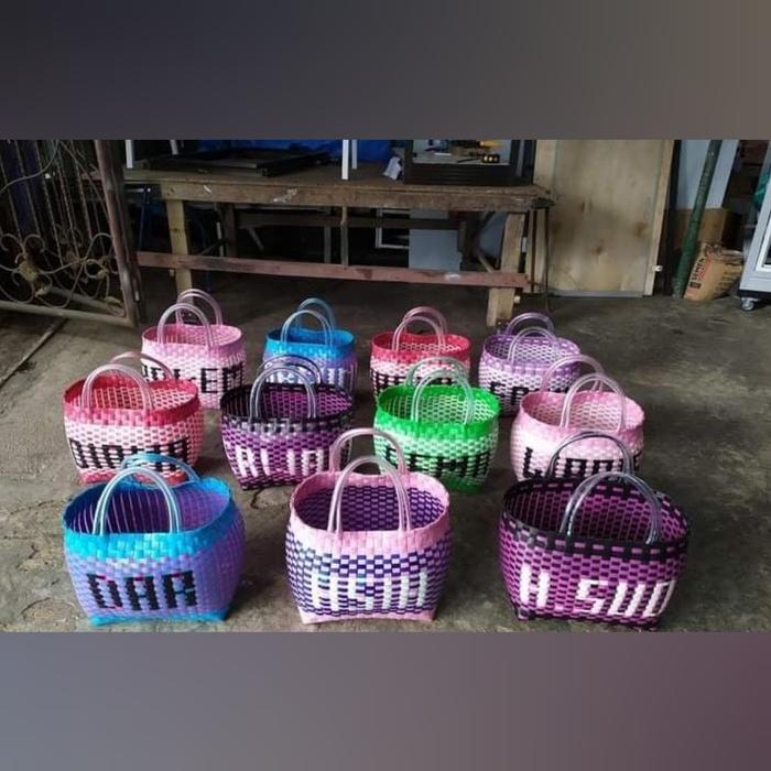TAS ANYAMAN PLASTIK KEONG CUSTOM NAMA