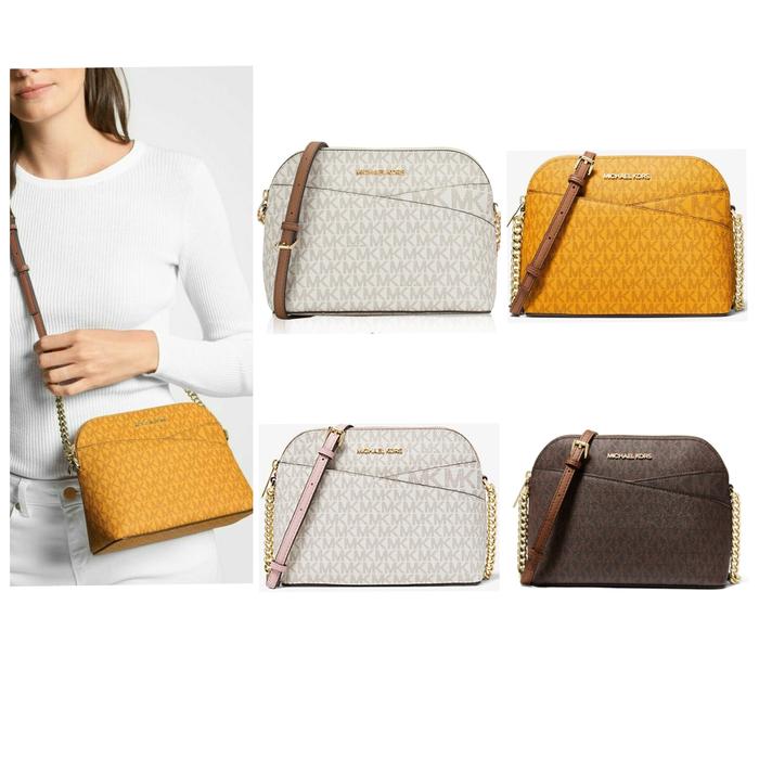 Tas MK JST Medium Dome Xcross Crossbody Signature sz 22x17x9cm