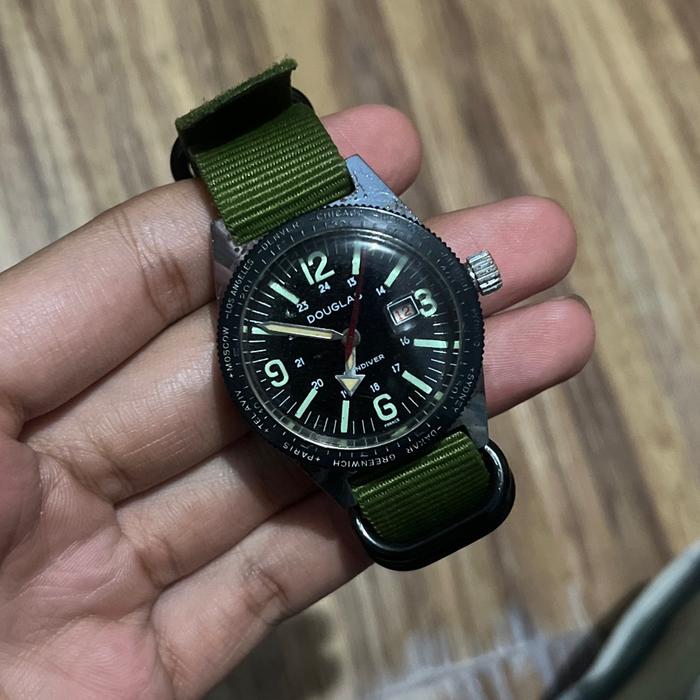 Jam vintage douglas skin diver manual antik jadul rare seiko citizen