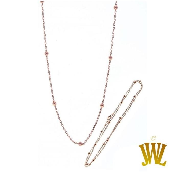 Jewellant-Kalung Rantai Bola Mawar Perak 50 cm,Kalung Wanita Perak