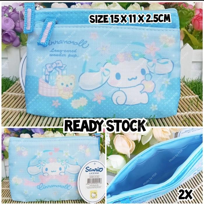 READY CINNAMOROLL DOUBLE ZIP FABRIC POUCH HEART (ORIGINAL)