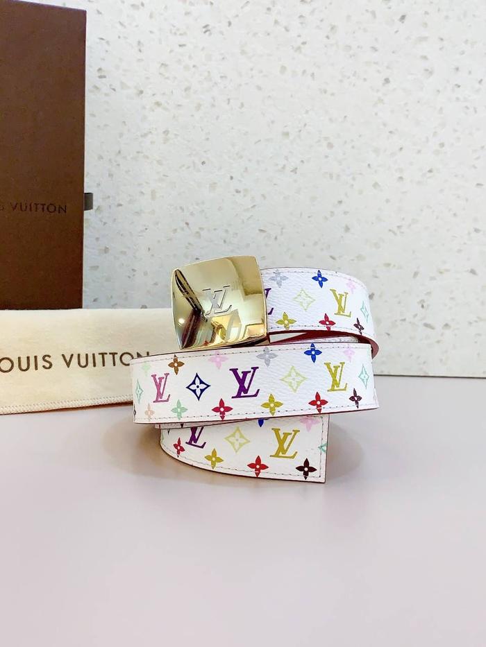 PRELOVED -  LV Belt in Multicolor White