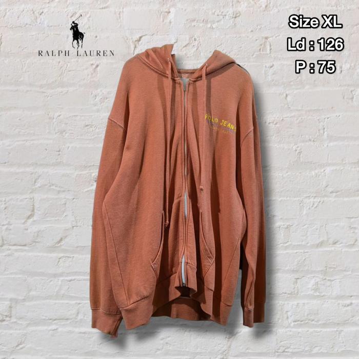 Hoodie Zipper Polo Ralph Lauren Orange Original Second Preloved