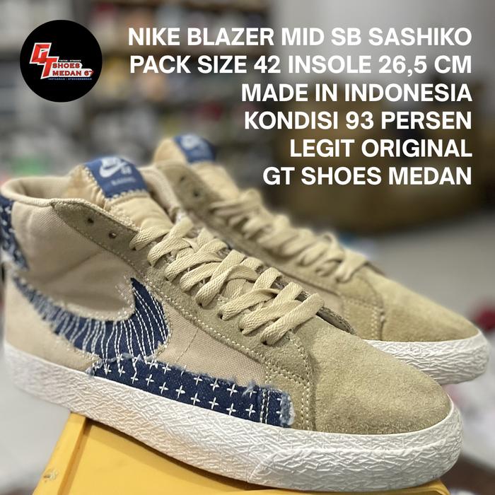 NIKE BLAZER MID SB SASHIKO  PACK SIZE 42 INSOLE 26,5 CM DARI INDONESIA
