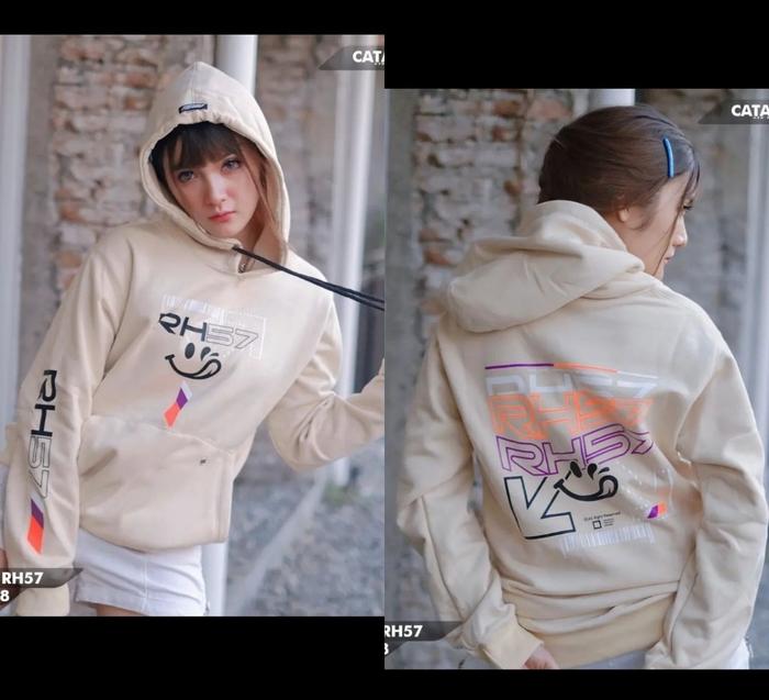 Hoodie Sweater Racing Hell RH57 Motif Cream Smile