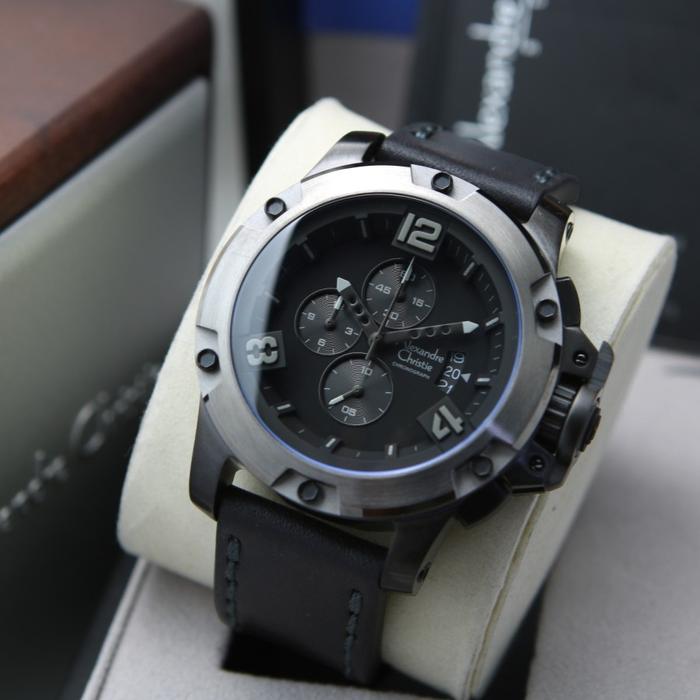 Jam Tangan Pria Alexandre Christie AC 6295 Original - Black Silver