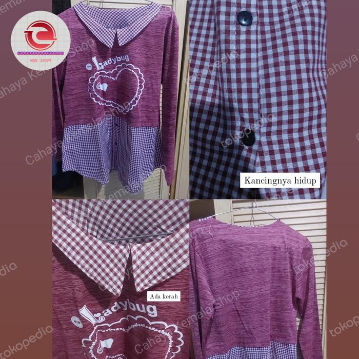 Baju preloved ladybug @ matahari ada kancing hidup dan kerah