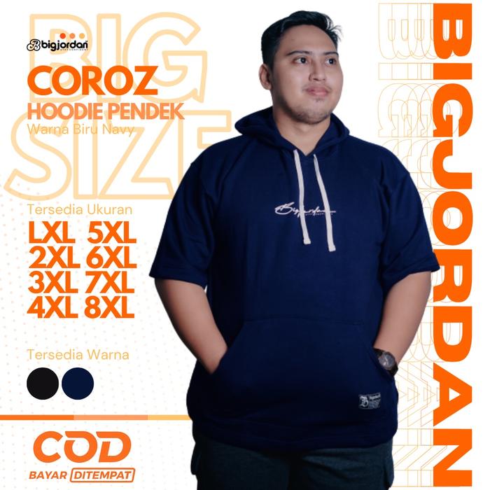 NAVY  -  hoodie lengan pendek jumbo size original BigJordan 3XL-8XL