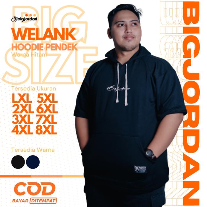 HITAM -  hoodie lengan pendek jumbo size original BigJordan 3XL-8XL
