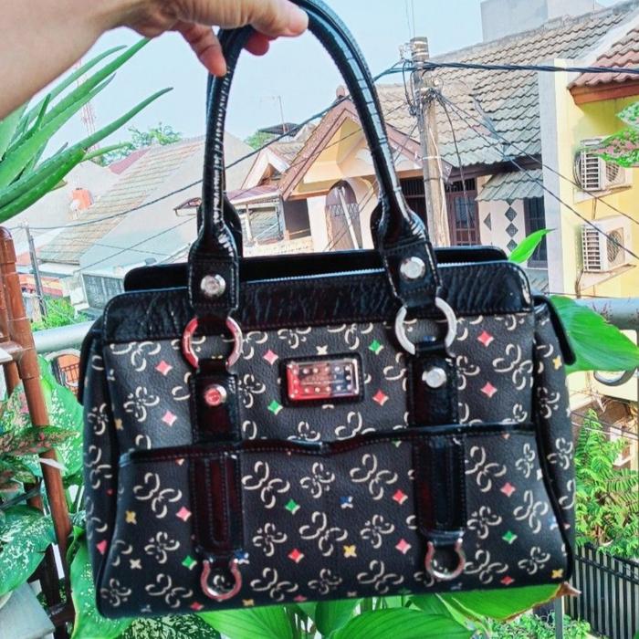 Second - tas branded - Capacci - hitam motif, kulit