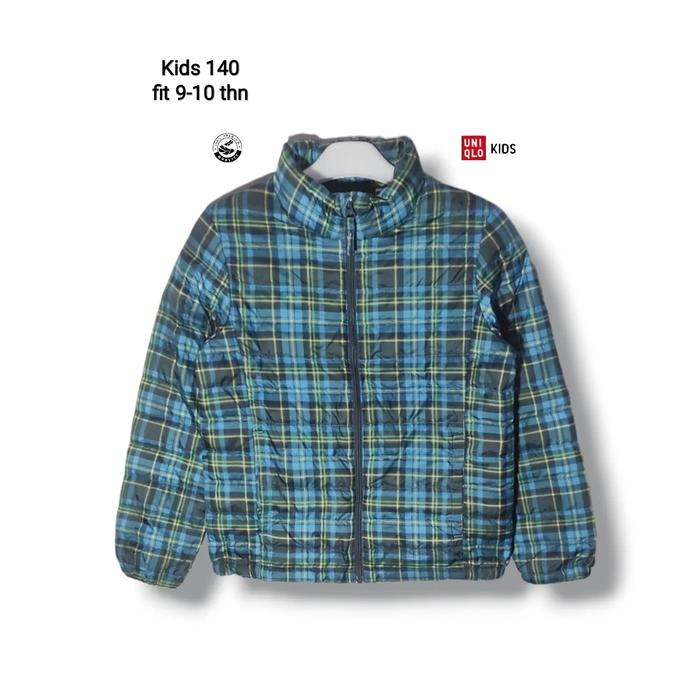 UNIQLO Kids UL Ultra Light Down Jacket Tartan Size 140 fit anak 9-10 thn (P53xL43) Jaket Bulang anak