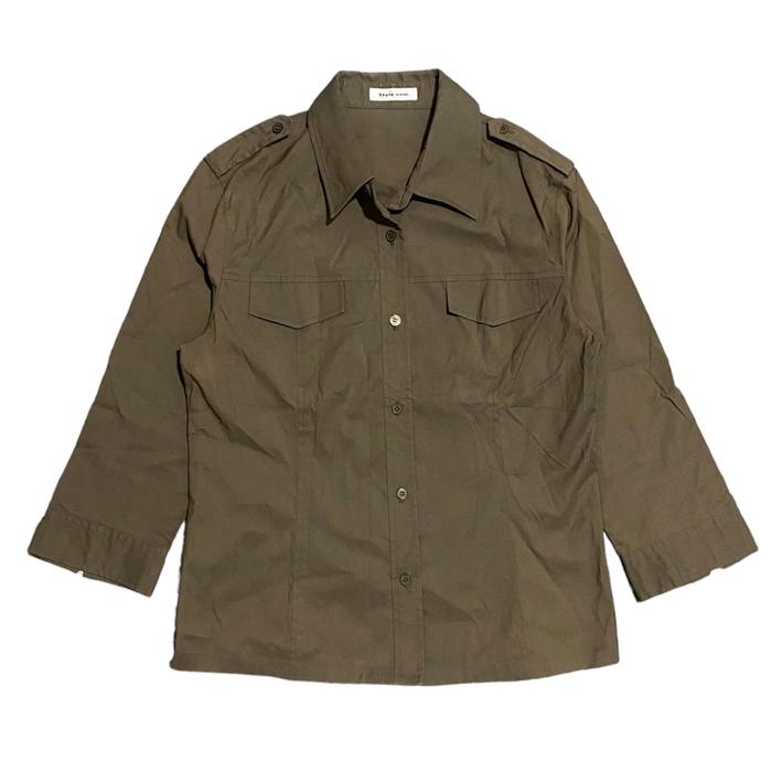 Kemeja blouse katun cewek workshirt polos Style com casual second