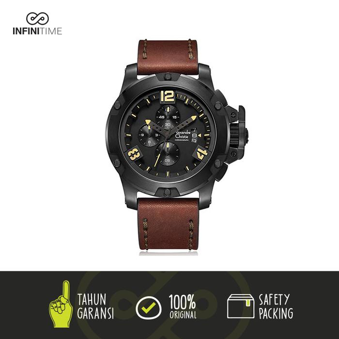 Jam Tangan Alexandre Christie AC 6295 Full Black Pria Original
