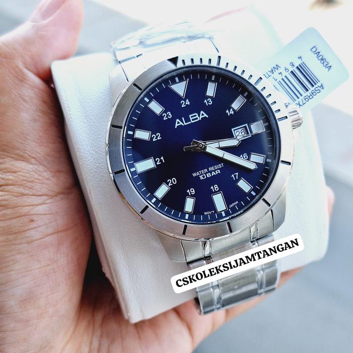 JAM TANGAN PRIA ALBA AS9R97X1 AS9R97 SILVER BLUE ORIGINAL BERGARANSI