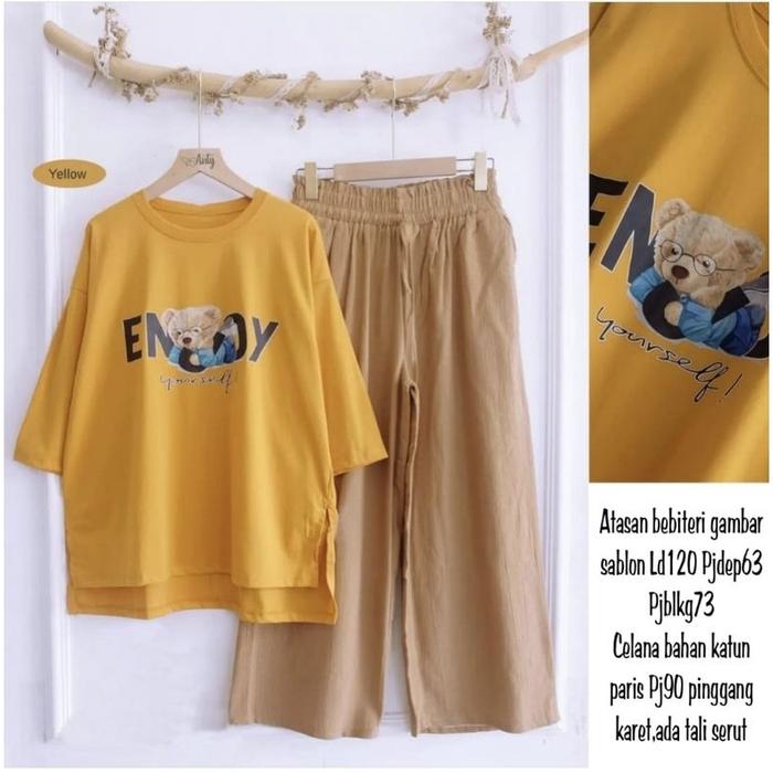 CL SET BEAR ENJOY XXL JUMBO Setelan Kulot Wanita Bigsize