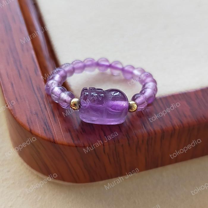 Cincin Amethyst beads Pixiu mini
