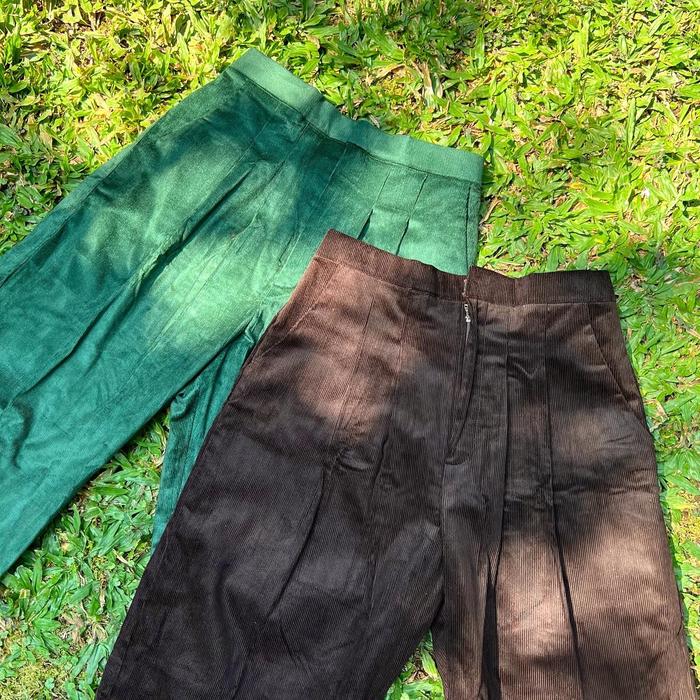 Corduroy Pants Dark Brown and Green