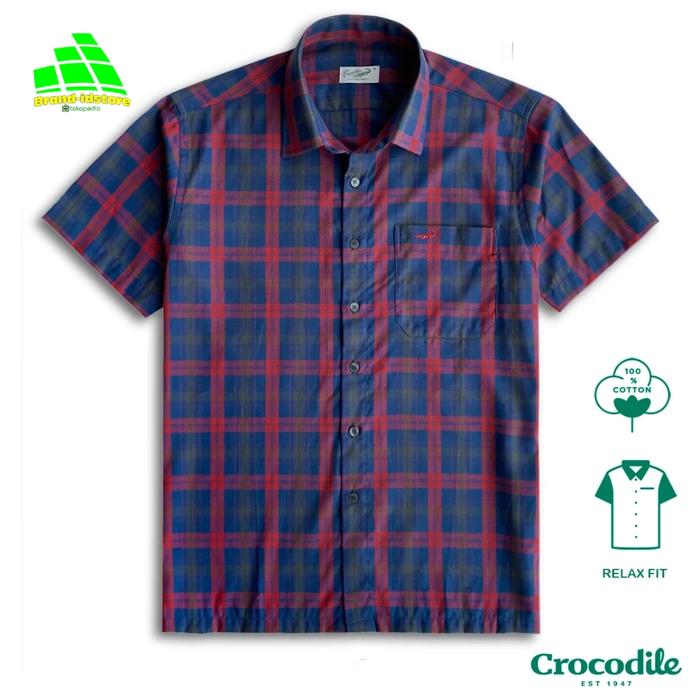 Crocodile Kemeja kotak-kotak Pria lengan pendek MERO 1621 Relaxfit