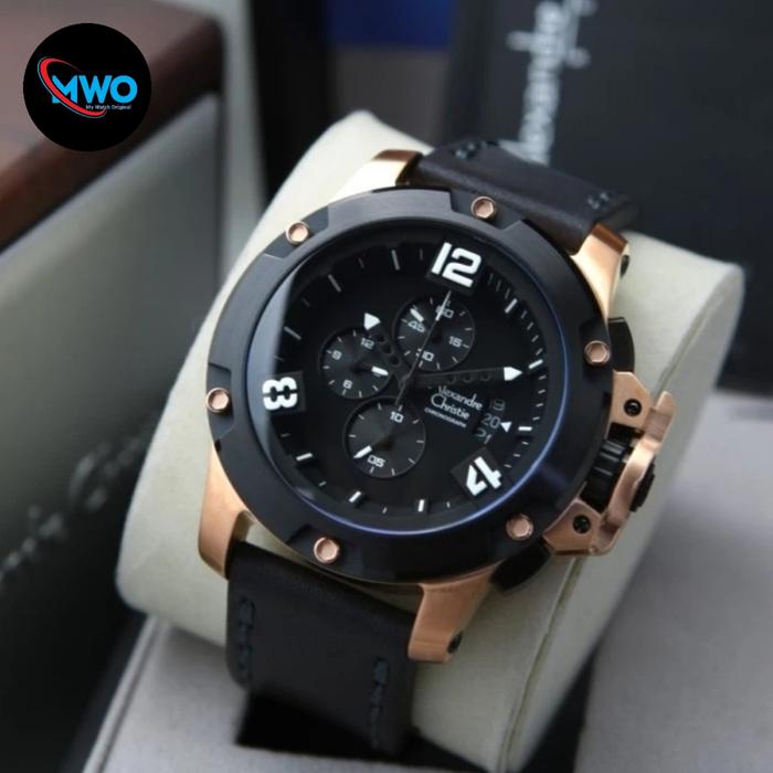 JAM TANGAN PRIA ALEXANDRE CHRISTIE AC6295 AC 6295 ROSEGOLD-BLACK