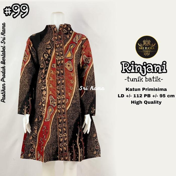 Baju Batik Wanita Tunik Muslim Modern Dress Rj99 -Srm