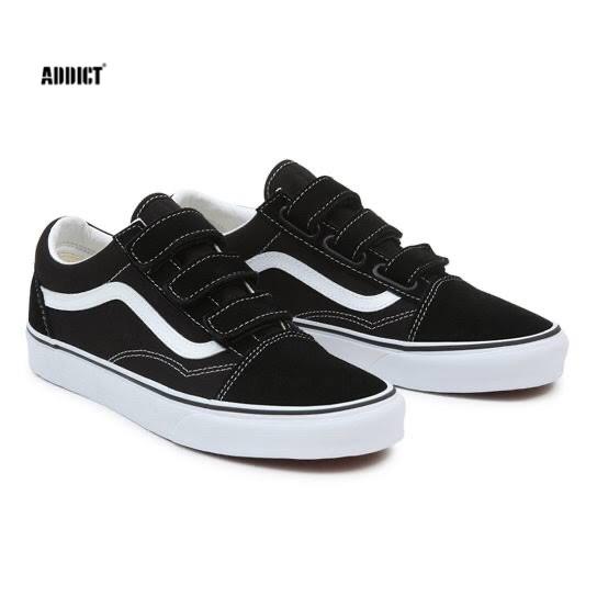 Vans Old Skool Velcro Black White Resmi