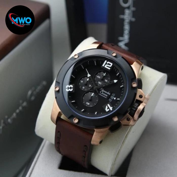 JAM TANGAN PRIA ALEXANDRE CHRISTIE AC6295 AC 6295 ROSEGOLD-BROWN