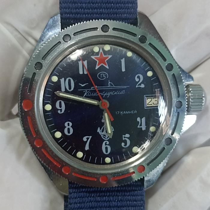 Jam pria Manual Winding NET71540 Vostok Rusia Blue Dial Ganteng
