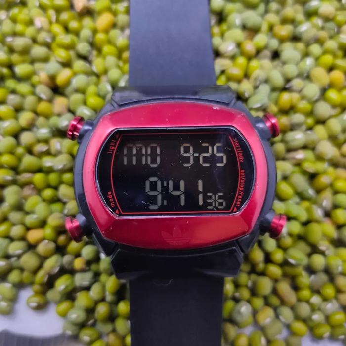 JAM TANGAN DIGITAL PRIA ADIDAS SPORT RED BLACK SECOND ORIGINAL