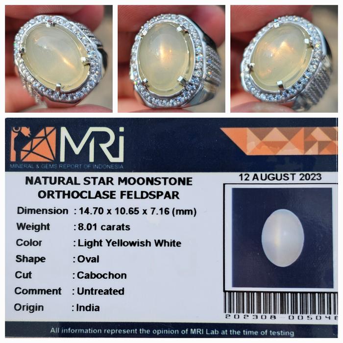 Batu Biduri Bulan Star Moonstone Memo 8.01 crt